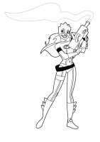 A coloring page of mega mindy